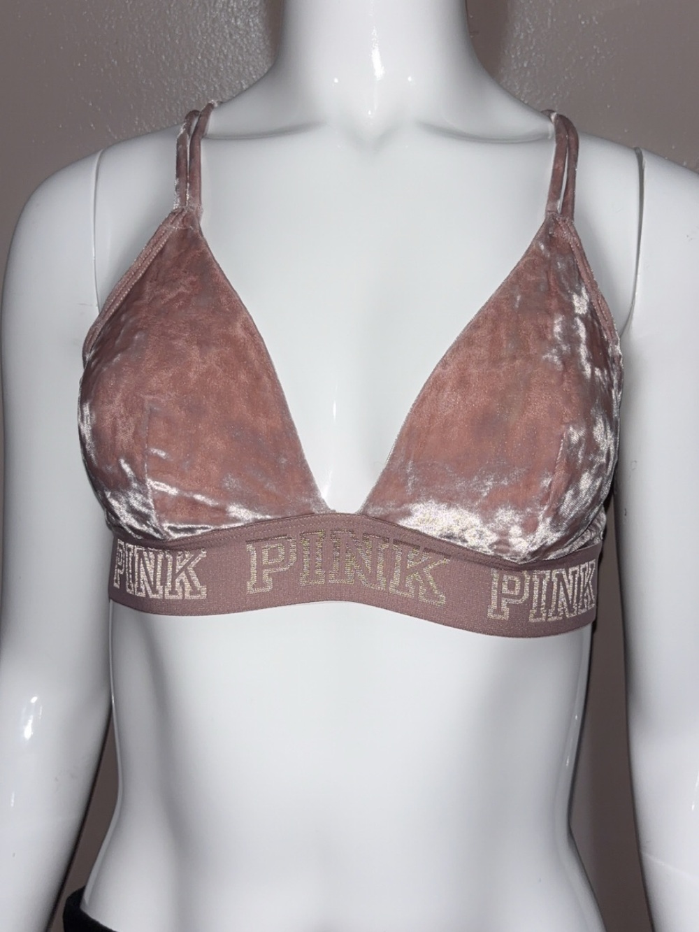 PINK Victoria's Secret Velvet Triangle Bralette in Mauve